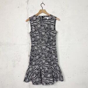 Diane Von Furstenberg Jaelyn Fit & Flare Peplum Dress Black & White Size 4